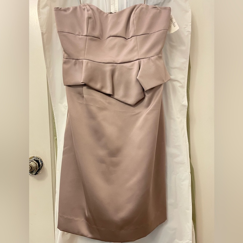 New with tags!  Nicole Miller strapless mauve taupe grey dress sz 6